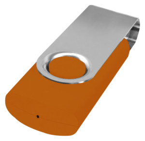 Oranssi hopea Twister USB-muistitikku MyHappyLogo logopainettu